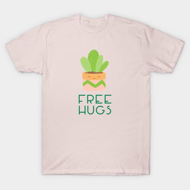 Free Hugs Cute Cactus House Plant T-Shirt by sentinelsupplyco